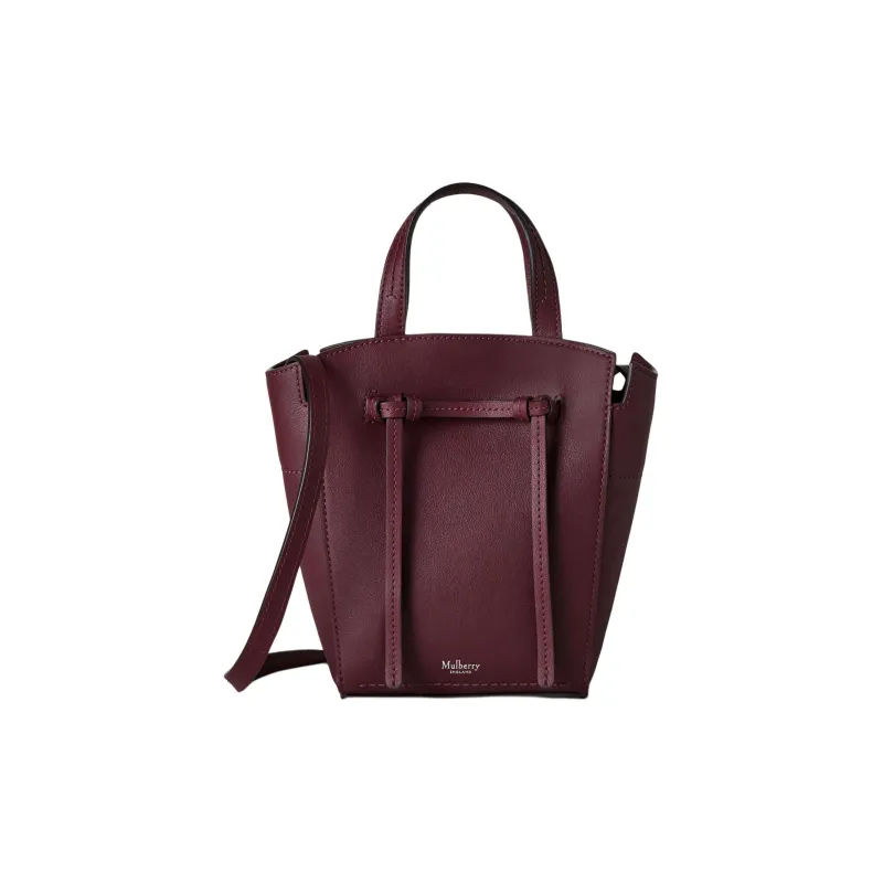 Mulberry Calfskin Tote Bag, Shopping Bag, Shoulder Bag, Crossbody Bag, Handbag Mini Women's Black Cherry-0