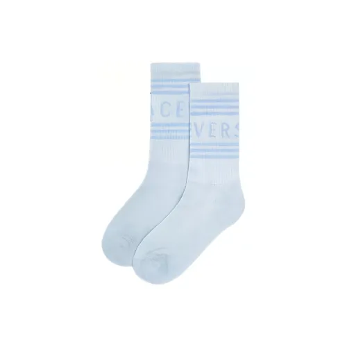 VERSACE SS24 Mid Calf Socks Women's 1 Pack Blue