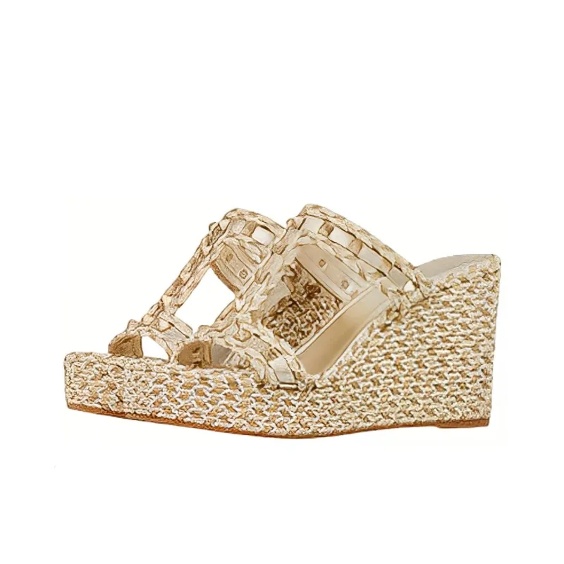Valentino Garavani Rockstud 90mm Woven Wedge Sandals-3