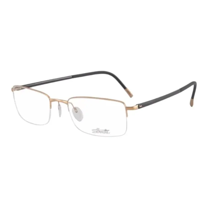SILHOUETTE Titanium Rectangular Eyeglass Frames Men's Gold-0
