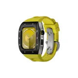 Black Bezel Silver Case, Yellow Strap