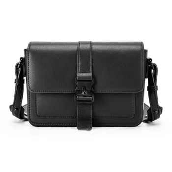 GUDI Cowhide Leather Material Minimalist Style Small Square Bag Crossbody Bag Regular Men's Black
