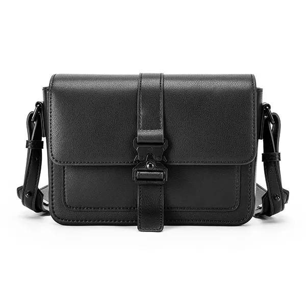 GUDI Cowhide Leather Material Minimalist Style Small Square Bag Crossbody Bag Regular Men's Black-0
