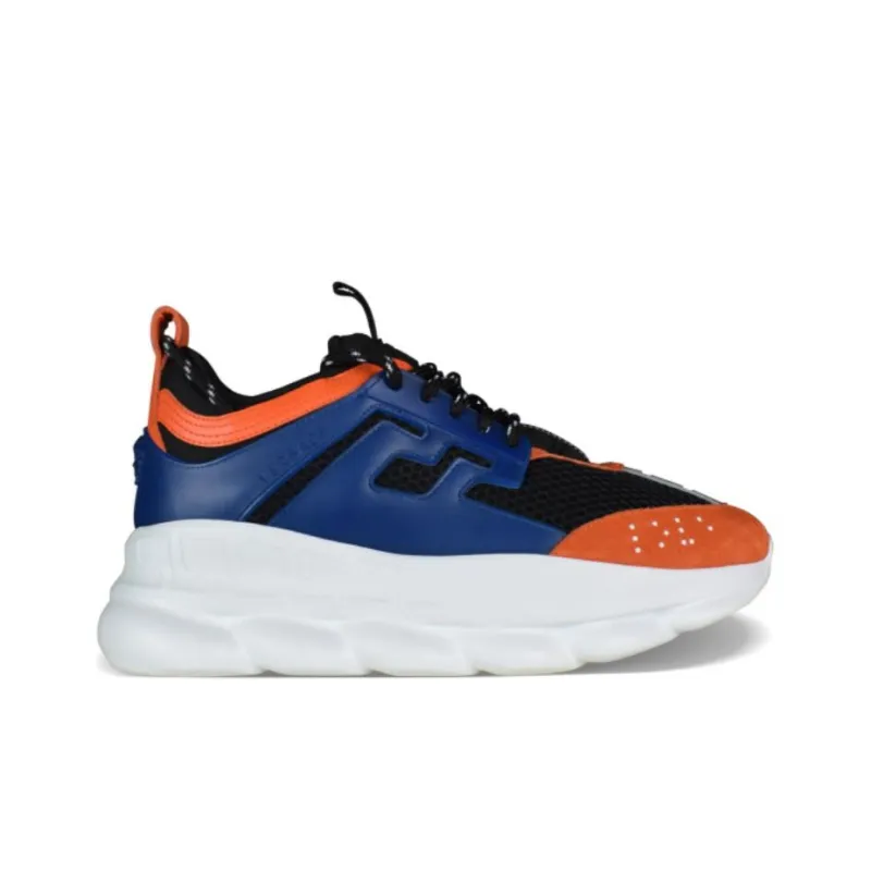 VERSACE Low Top Casual Shoes Men's Orange Blue-1