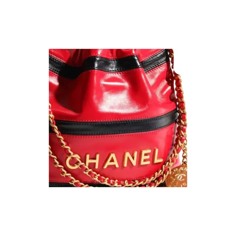 CHANEL 22Bag Leather Shoulder Bag Mini Women's Red & Black-1