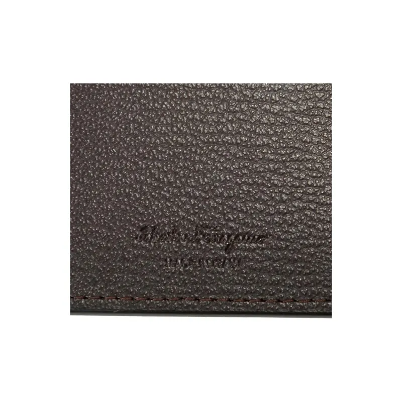 FERRAGAMO Leather Card Holder Men's Dark Brown-3