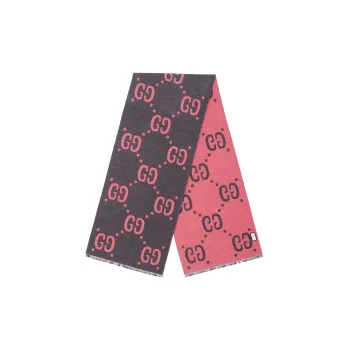 GUCCI Knit Scarves Women's Light Gray/Pink