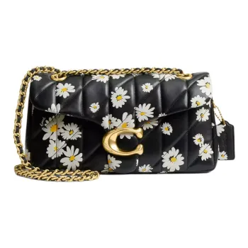 COACH Tabby Nappa Leather Crossbody Bag Shoulder Bag Women's Brass & Black Multicolor