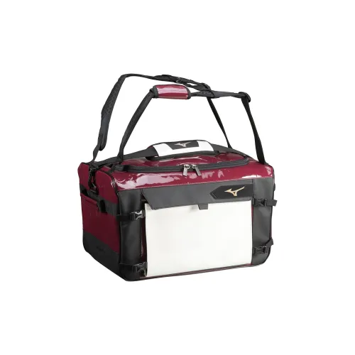 Mizuno Synthetic Leather One Shoulder Crossbody Portable Backpack Unisex Dark Red/White