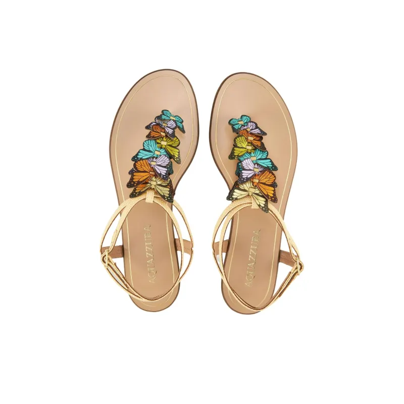 AQUAZZURA Papillon Strap Sandals Women's Gold-2