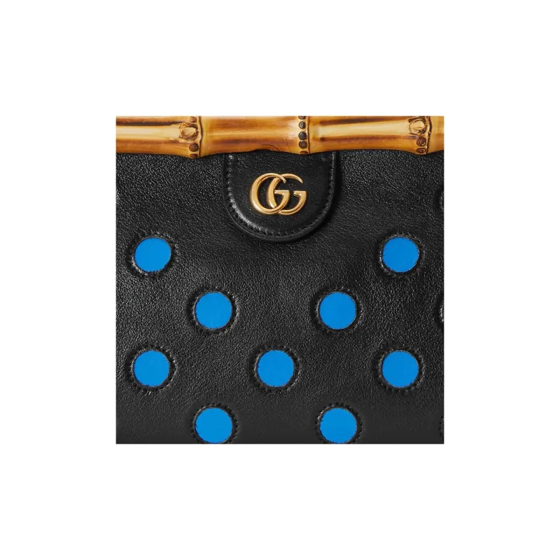 GUCCI Diana Leather Clutch Women's Black/Blue-7