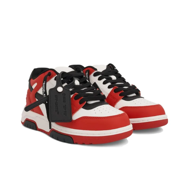 OFF WHITE Low Top Skateboard Shoes Women's Red Black-3