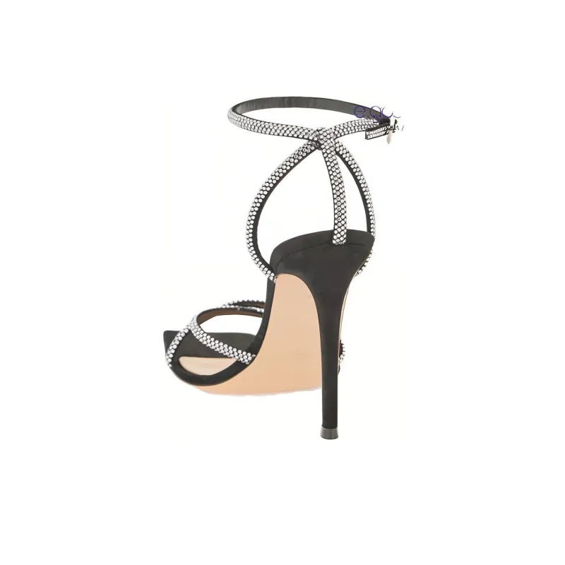 GIANVITO ROSSI Cystal embellished 120mm Suede Sandals-3