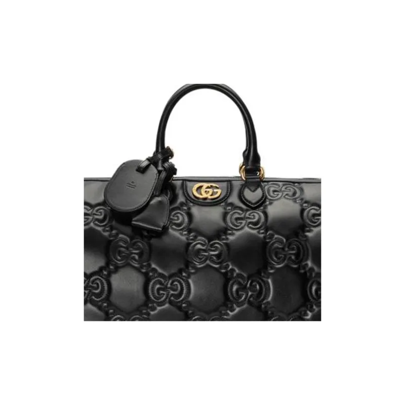 GUCCI Leather Handbag Shoulder Bag Crossbody Bag Travel Bag Medium Size Women's Black-8