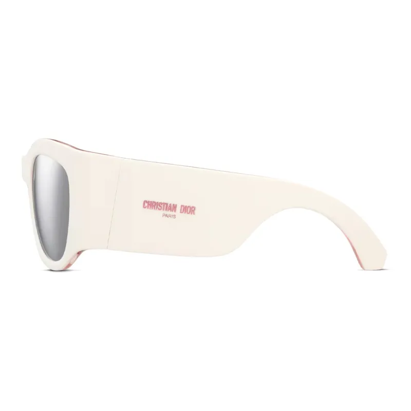 DIOR Acetate Irregular Shape Sunglasses Women's White/Pink-2