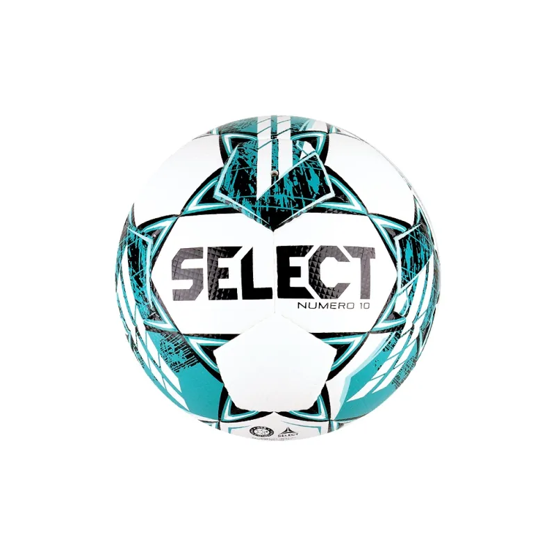 SELECT Size 5 Soccer PU Hand Stitched Soccer Ball Unisex White Cyan-4