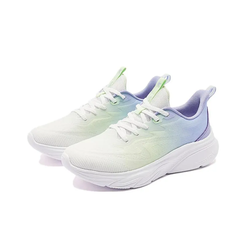 QIAODAN Yuebu 2.0 Wear Resistant Breathable Slip Resistant Low Top Q COZY SOFT Running Shoes Women's White Cyan Purple-3