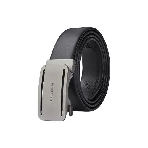 BISON DENIM Men's Automatic Buckle Leather Belts Men's Width 3.5CM