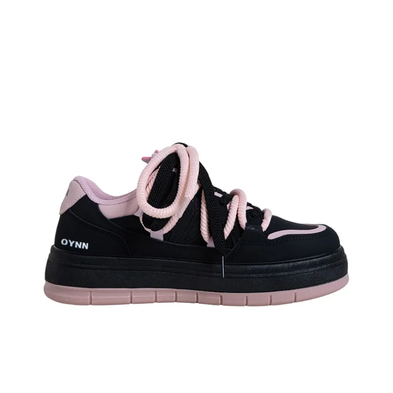 OYNN Young Baby Series Mmm, Night Pink Star Anti Slip Wear Resistant Low Top Skateboard Shoes Women's Black Pink-2