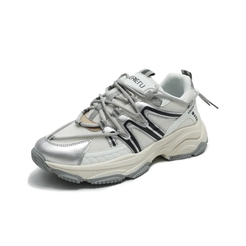 Meiretu Anti Slip Wear Resistant Low Top Chunky Sneakers Men's Gray-1