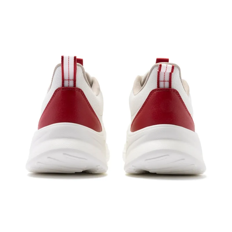QIAODAN Cushioned Slip Resistant Low Top Running Shoes Men's White Red-4