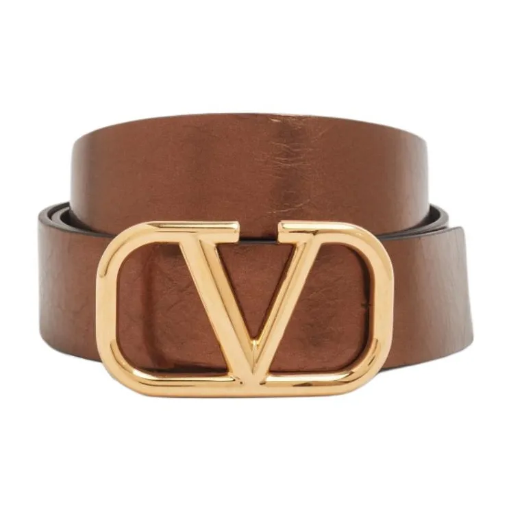 Valentino Double-Sided Styling Smooth Buckle Leather Belts Women's Metallic-0