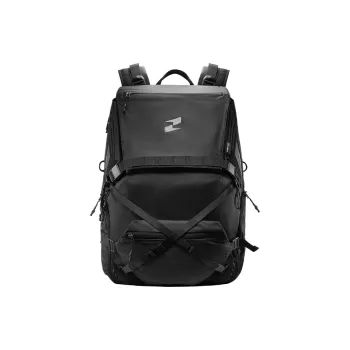 TAJEZZO PVC With Textile Backpack Regular Unisex Black