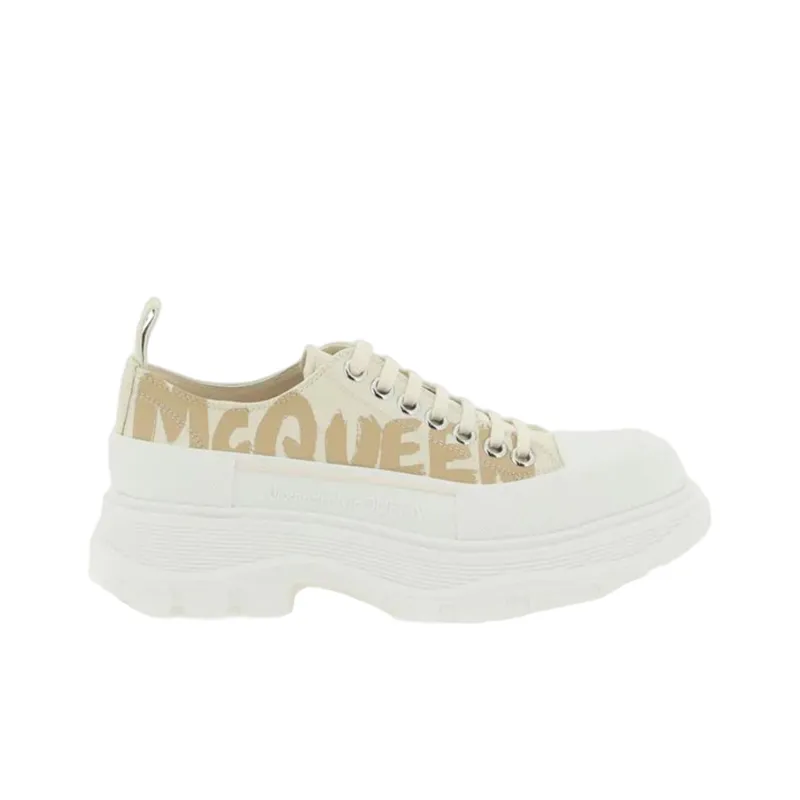Alexander McQueen Tread Slick Low Lace Up Beige Women's-1