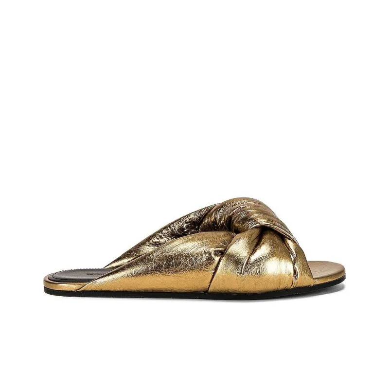 Balenciaga Drapy Slide Slippers Women's Gold-1