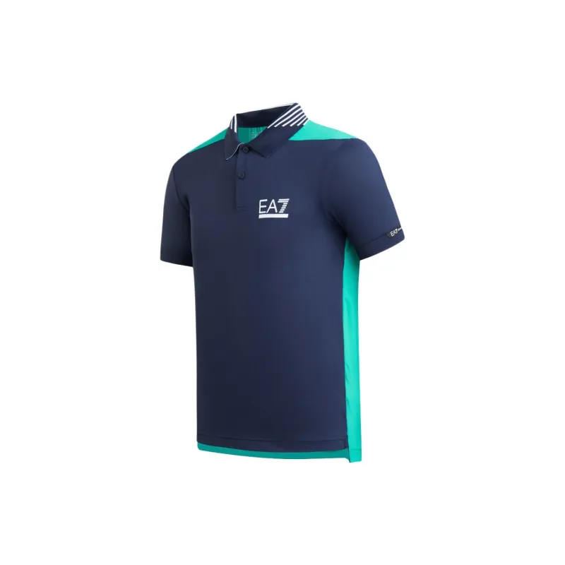 EMPORIO ARMANI EA7 SS24 Polo Shirt Men's Navy Blue-2