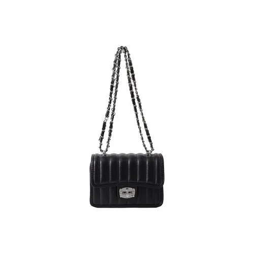SURELAPTOP PU Small Square Bag, Chain Bag, Underarm Shoulder Bag, Crossbody Bag Regular Women's Black/Ecru/Green