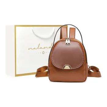 Narandu Top Grain Cow Leather Backpacks Backpack Regular Women's Brown
