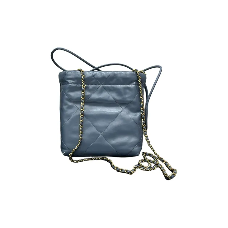 CHANEL 22Bag Shiny Calfskin Bucket Bag, Shoulder Bag, Crossbody Bag Mini Women's Haze Blue-2