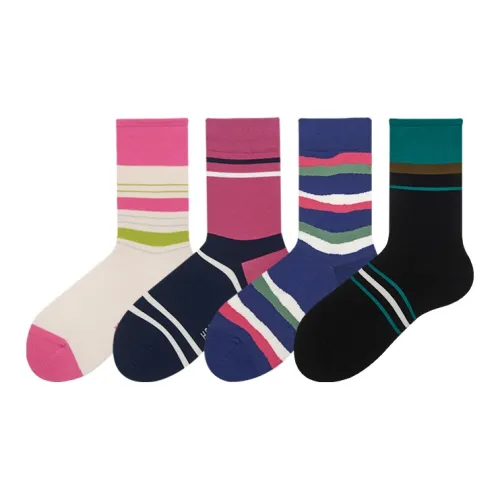 Hello Monday Mid Calf Socks Women's 4 Pack