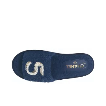 CHANEL Odor-Resistant Slide Slippers Women's Blue
