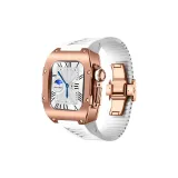 Rose Gold Case, White Strap