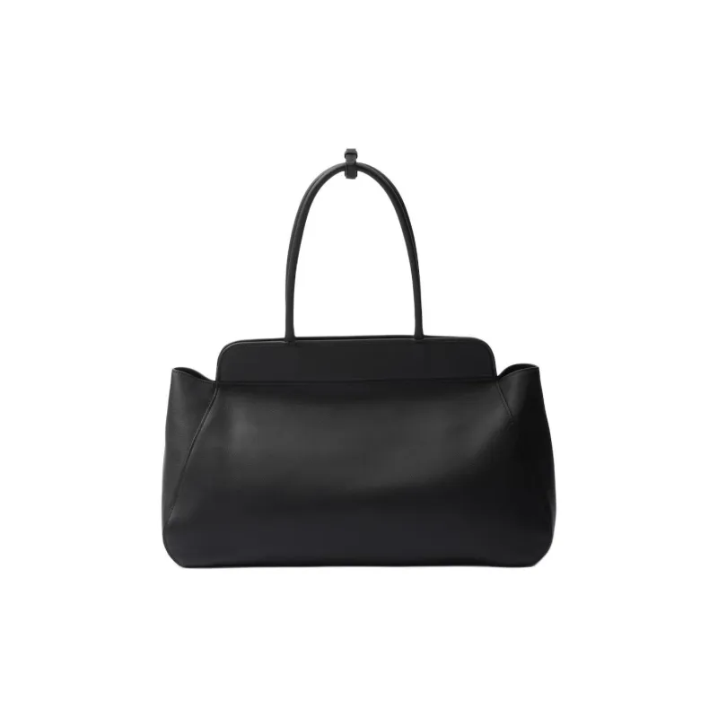 PRADA Leather Tote Bag Shopping Bag Handbag Large Size Women's Black-2