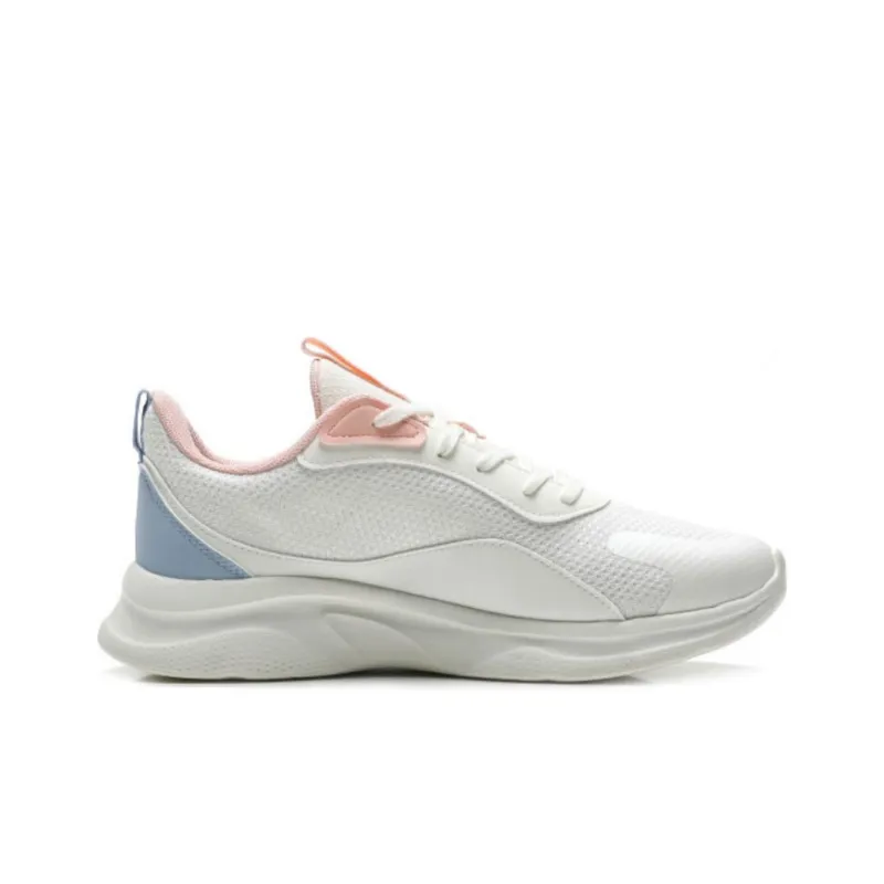 QIAODAN Cushioned Slip Resistant Low Top Running Shoes Women's White Pink-1