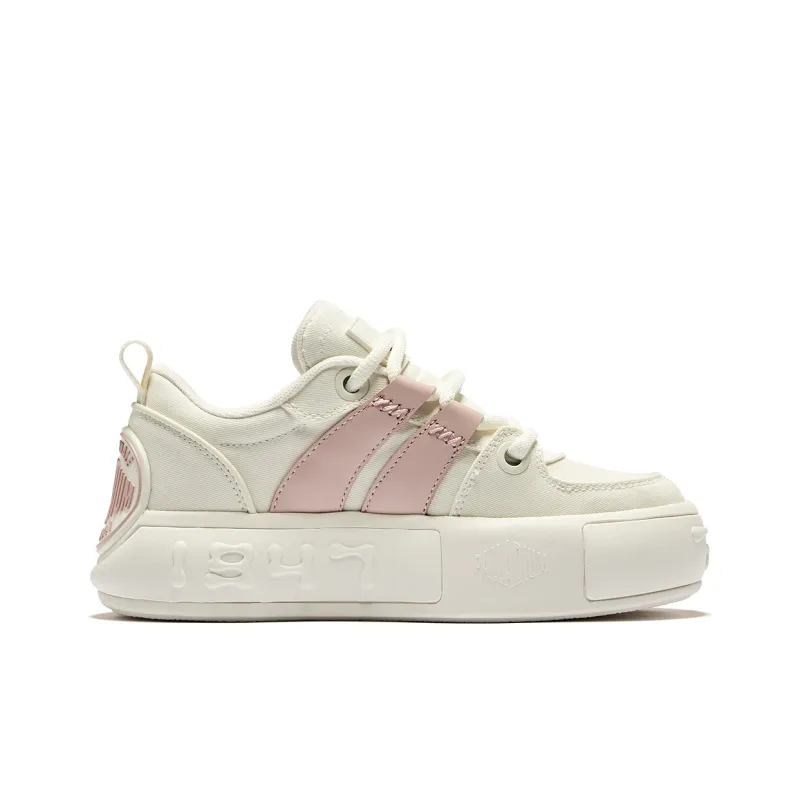 Palladium Balanced Wear Resistant Low Top Skateboard Shoes Women's Pink White-1