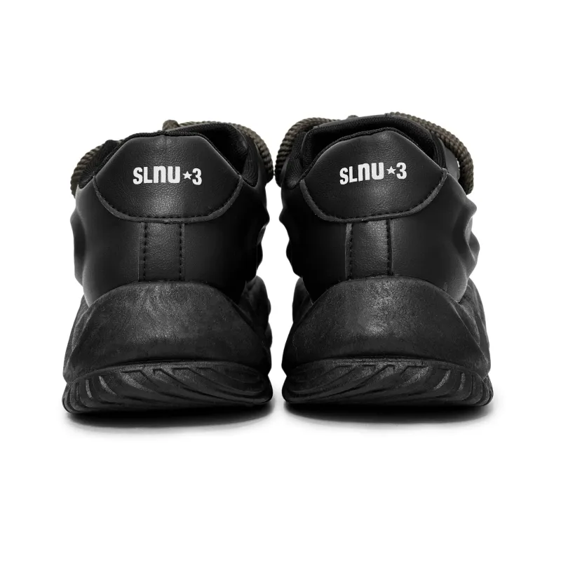 SLNU 3 Coverage Cushioning Wear Resistant Height Increasing Low Top Skateboard Shoes Men's Black-4