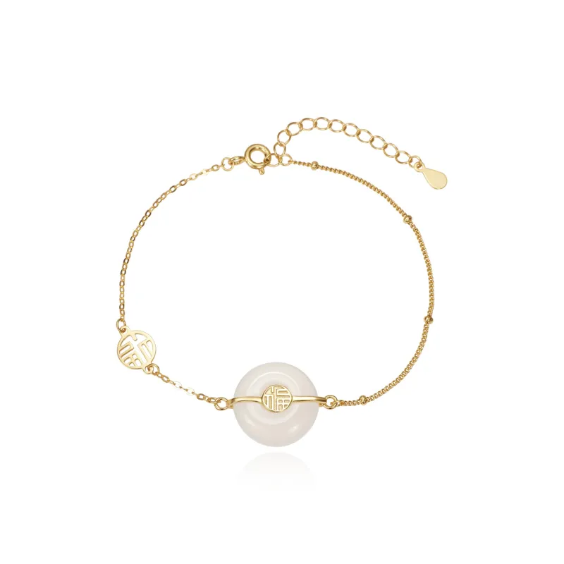 HOLLY RYAN Chalcedony New Chinese Style Wealth And Fortune Peace Buckle Bracelet Women's-1