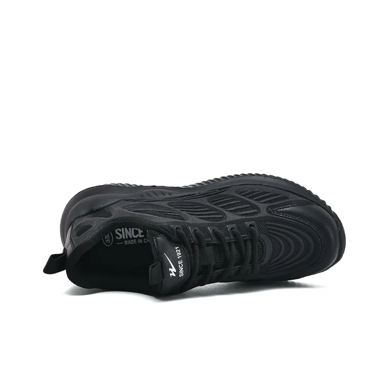 Binary Cushioning Rebound Lightweight Breathable Slip Resistant Low Top Casual Shoes Unisex All Black-2