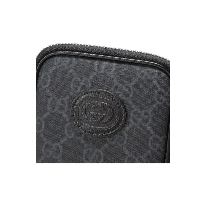 GUCCI Canvas With Leather Shoulder Bag Crossbody Bag Mini Men's Black-6
