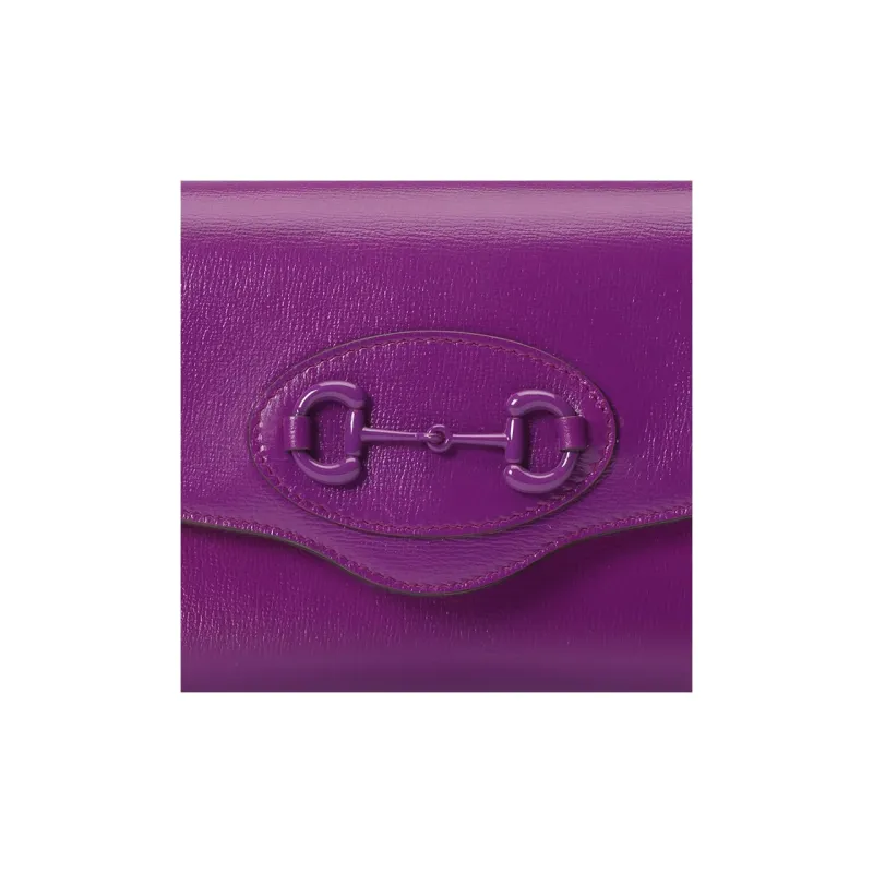 GUCCI Horsebit 1955 Leather Crossbody Bag, Shoulder Bag Women's Purple-8