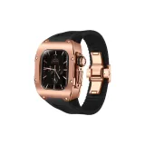 Rose Gold Case, Black Strap
