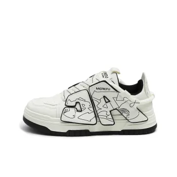 Meiretu Puffy Shoes Anti-Slip Wear-Resistant Low-Top Skateboard Shoes Men's White