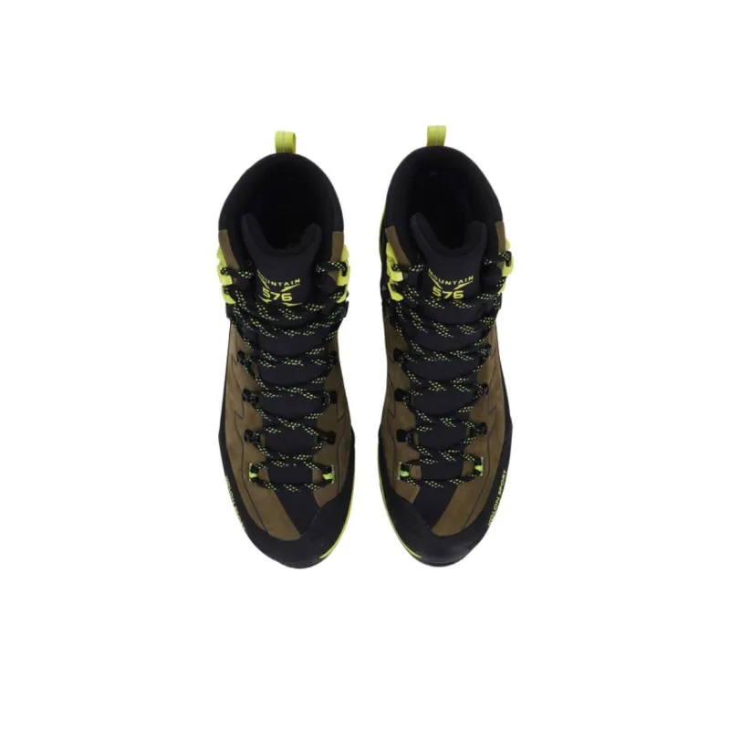 KOLON SPORT Slip Resistant High Top Outdoor Shoes Unisex Brown Black Yellow-3