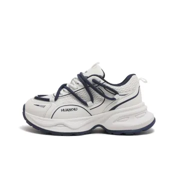 HUANQIU Durable Breathable Low Top Chunky Sneakers Women's White Blue