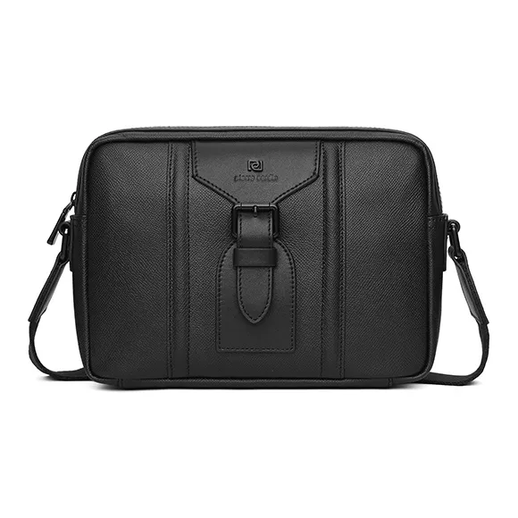 PIERRE CARDIN Cow Leather Briefcase Trumpets Men's Black-1