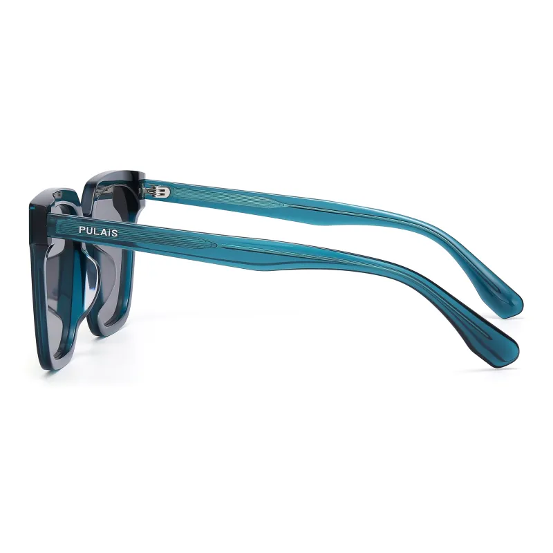 PULAIS Plate Alloy Frame Square Sunglasses Unisex Black-8